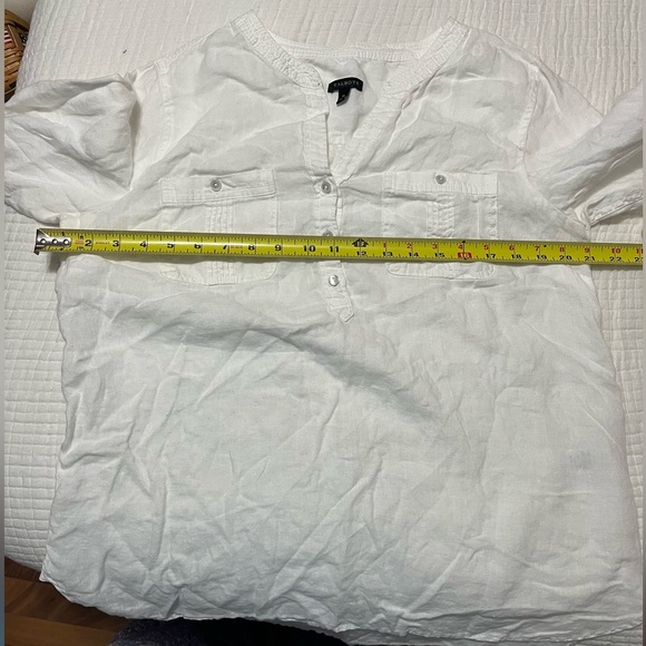 Talbots 100% Linen White Casual Blouse - Picture 7 of 8